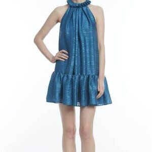 NWT Belle Badgley Mischka Willa Halter Ruffled Tiered Mini Dress 8